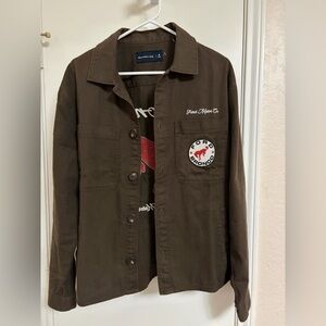 Abercrombie & Fitch Brown Work-Style Shirt Jacket with Patch